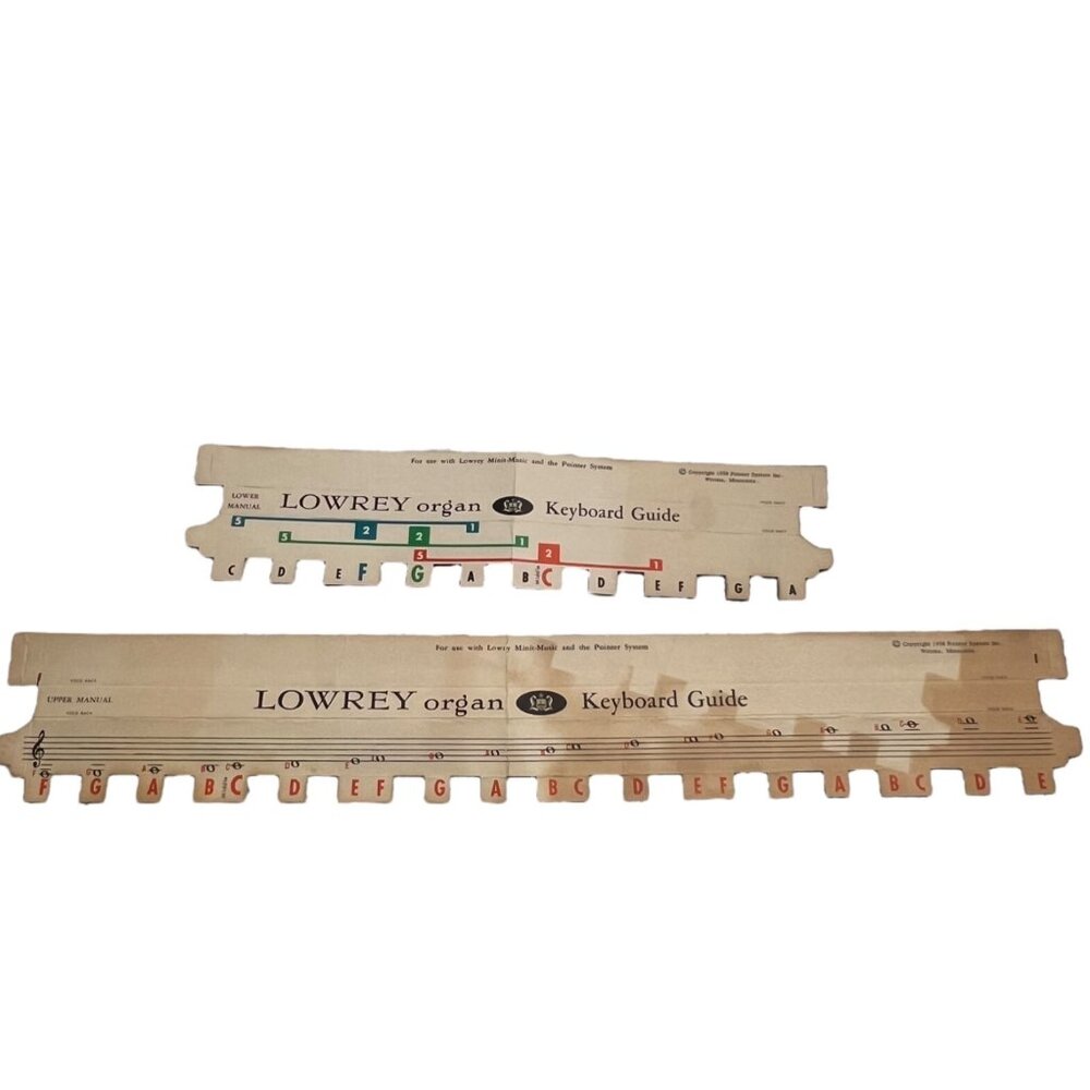 Vintage 1958 Lowrey Organ Keyboard Guide Set By Pointer System